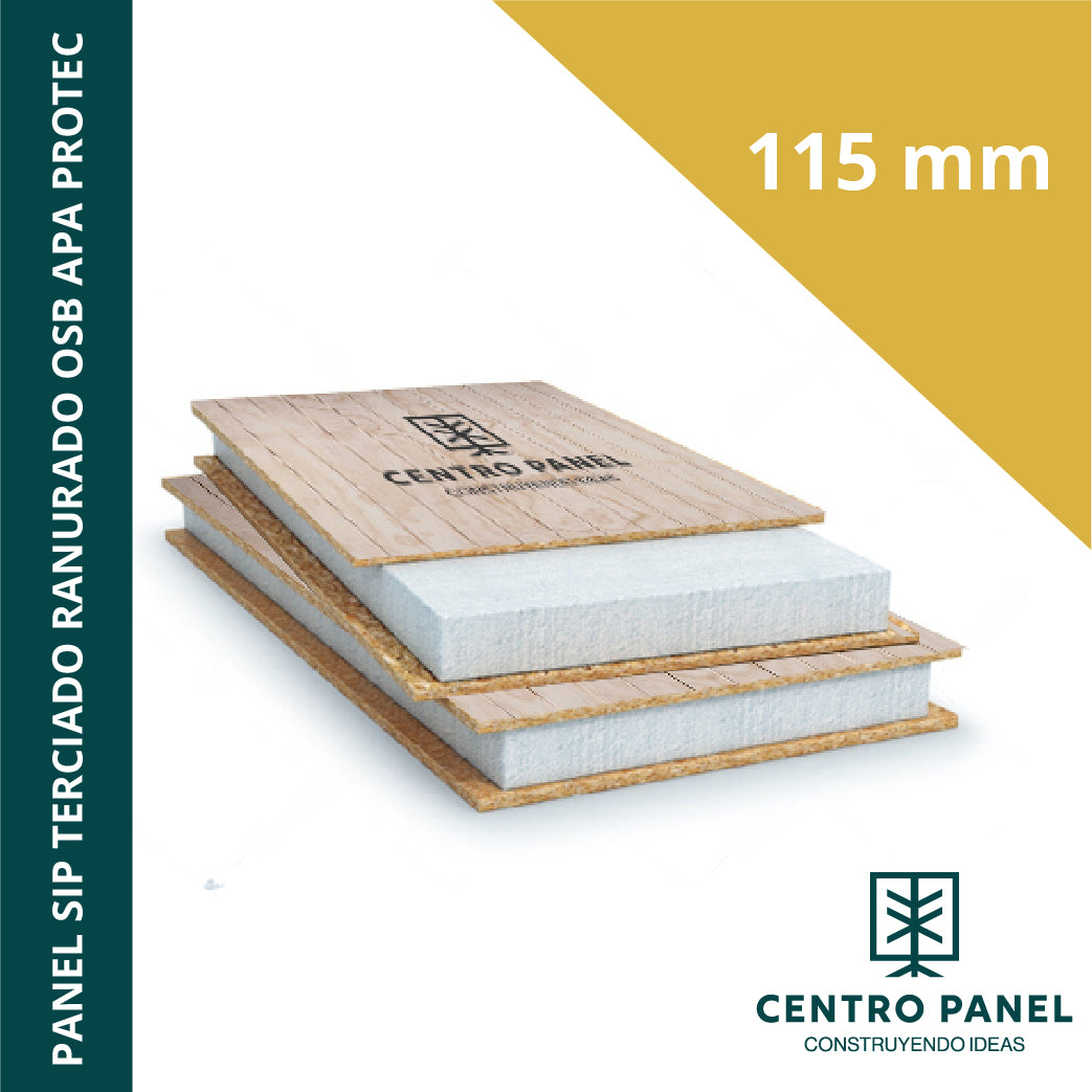 Panel SIP OSB APA PROTECT- Terciado ranurado 115 mm