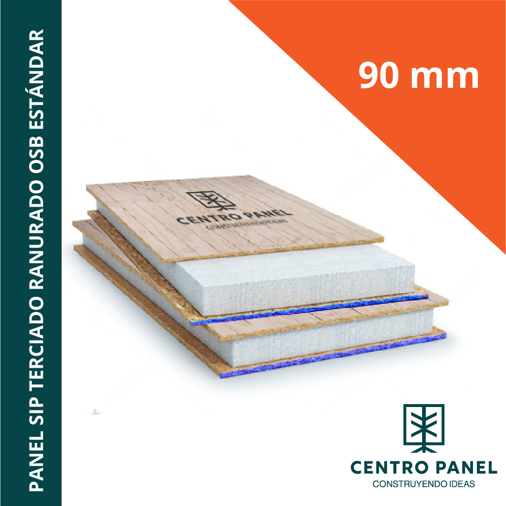 Panel SIP OSB estándar- Terciado ranurado 90 mm