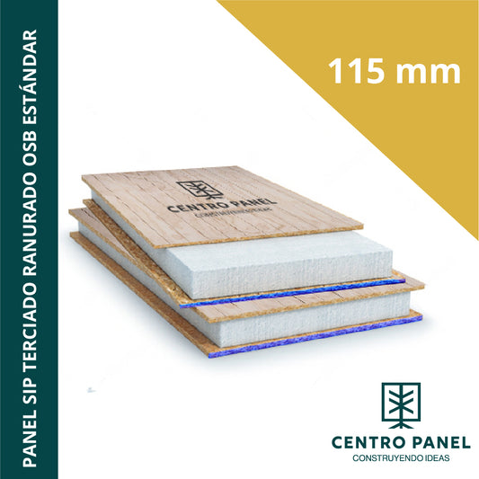 Panel SIP OSB estándar- Terciado ranurado 115 mm